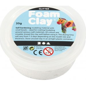 Foam Clay - vit - glitter - 35 g