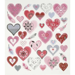 Klisterm�rker Hjerter 15x16,5 cm 1 ark
