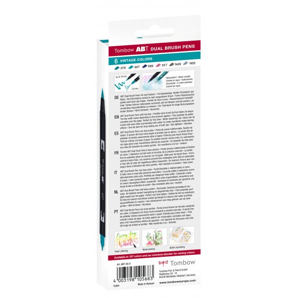 Tombow ABT dobbeltpensel Vintage 6-pak Tombow ABT dobbeltpensel Vintage 6-pak