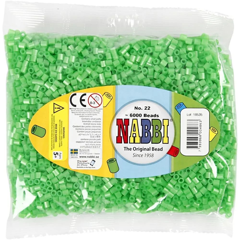 NABBI Tube Beads - Grøn Perlemor (32240) - 6000 stk. - Rørperler, Perler & perleplader, Håndværk