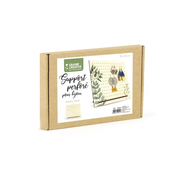 Smyckesh�llare i tr� med h�l 30 x 25 cm