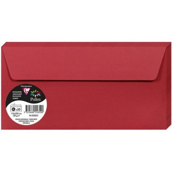 Pollen Kuvert 110x220 - 20-pack - Intensiv r�d