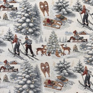 Stoff Vinterlandskap jacquard 140 cm Multi - Selges i metervare