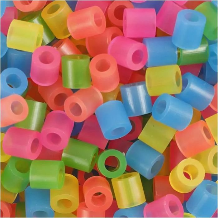 NABBI Tube perler - Neon farver - 1100 stk - Rørperler, Perler & perleplader, Håndværk