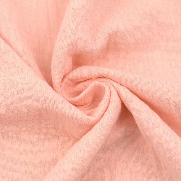Bomullsmuslin Double Gauze – 130 cm - Ljusrosa - Enfärgat bomullstyg, Bomullstyg, Tyger