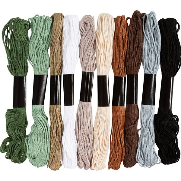 Broderitr�d Merceriserad Bomull Naturliga F�rger 10�8 m