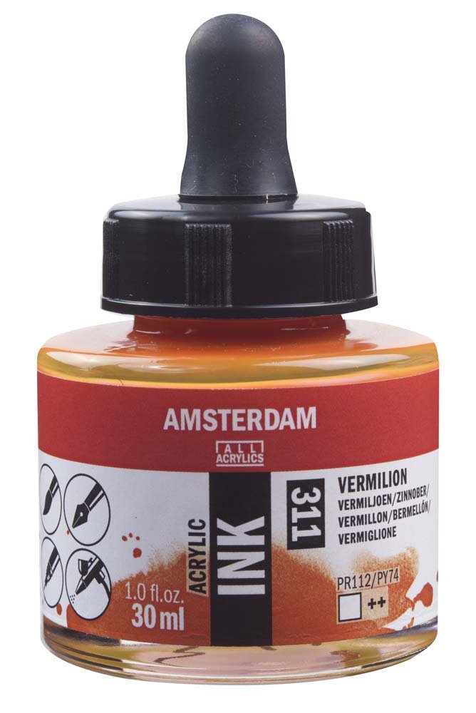 Akrylmarker Amsterdam 30 ml - Vermilion - Tusch & Blæk, Kunstnerfarver
