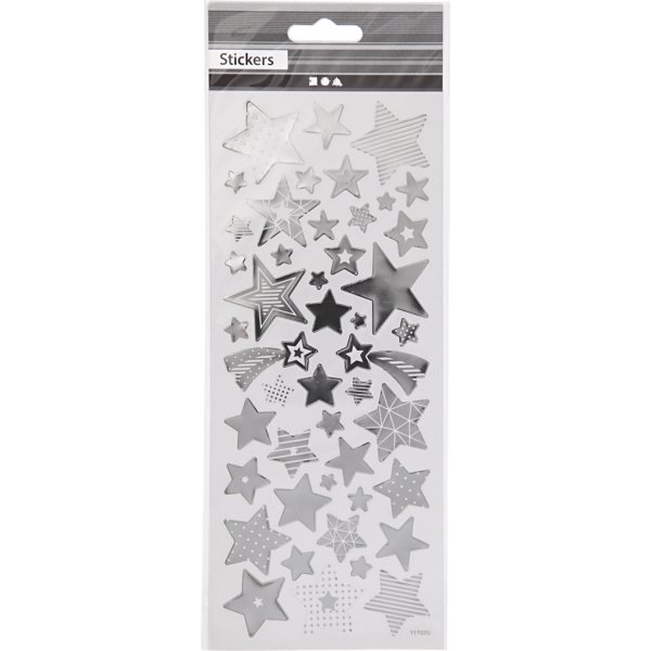 Stickers - silver - stjärnor - 10 x 24 cm Stickers - silver - stjärnor - 10 x 24 cm