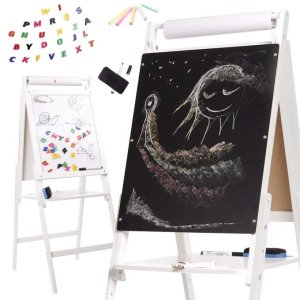 Dubbelsidig magnetisk griffeltavla i tr� XXL - Inkl. tillbeh�r