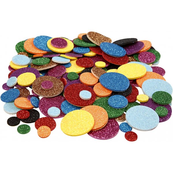 Dekorgummicirklar - mixade glitterfärger - 1000 st Dekorgummicirklar - mixade glitterfärger - 1000 st