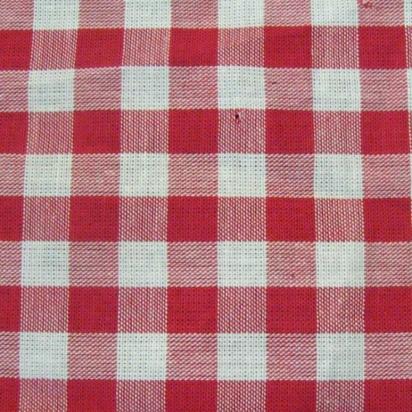 Bomullstyg Gingham Medium rutor - Röd-Vit - 140 cm - Rutigt bomullstyg, Bomullstyg, Tyger
