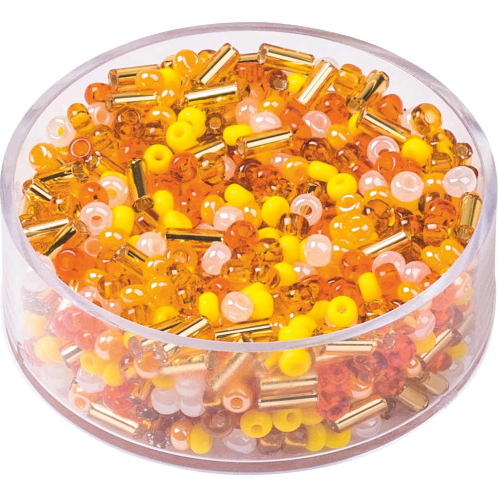 Boheme rocailleperler 2,5 mm 17 g - Gul/orange/guld - Blandinger af rocaillesperler, Rocaillesperler, Håndværk