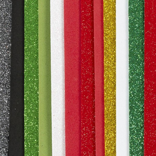 Dekorative gummiark Mykt skum Julefarger 14x25 cm 12 ark Dekorative gummiark Mykt skum Julefarger 14x25 cm 12 ark