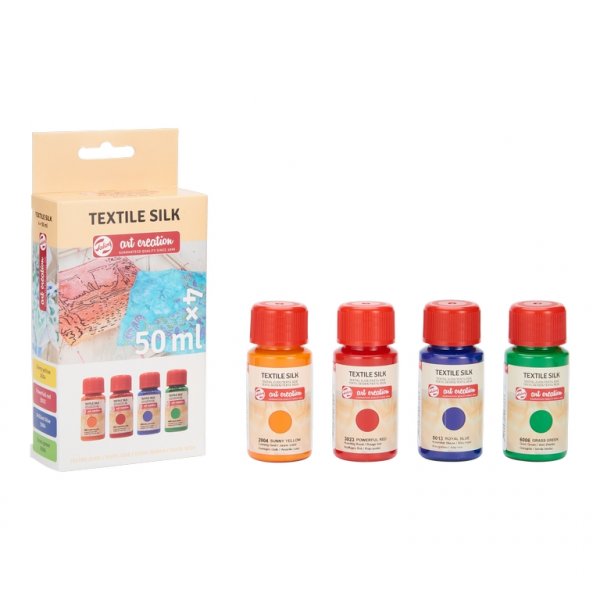 Tekstilfargesett Silk 4x50 ML - Basic