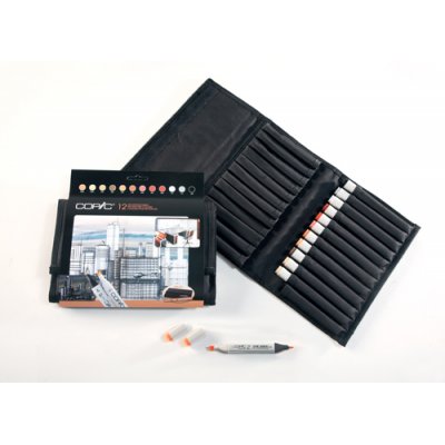 Copic Marker Lommebok - 12 penner - Arkitektfarger