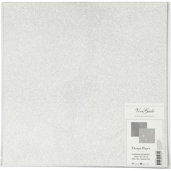 Vivi Gade designpapper - silver - 2 ark Vivi Gade designpapper - silver - 2 ark