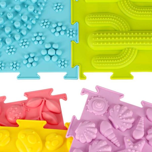 Sensorisk matta Montessori fotmassage 8 delar Pastell - Pusselmatta