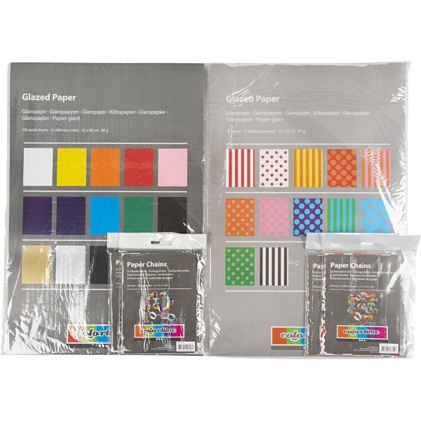 Glanspapper - set med strimlor och ark Glanspapper - set med strimlor och ark
