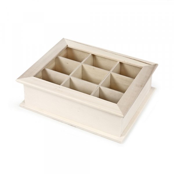 Obehandlad trlock med fnster i klart akrylglas - 190x240x80 mm