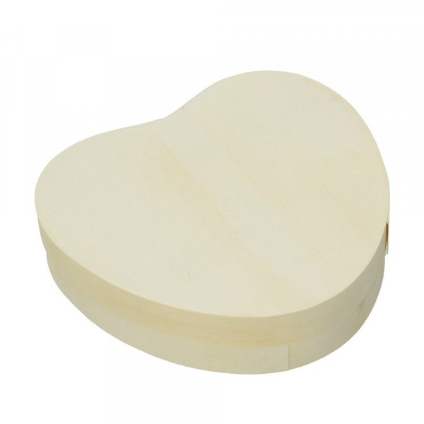 Plywoodask 12,5 x 12 x H 3 cm - obehandlat hjrtformad