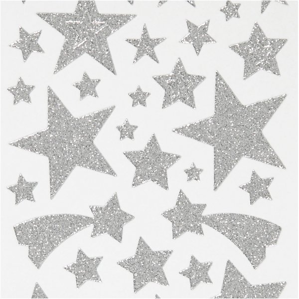 Glitterstickers - silver - stjärnor - 2 ark Glitterstickers - silver - stjärnor - 2 ark