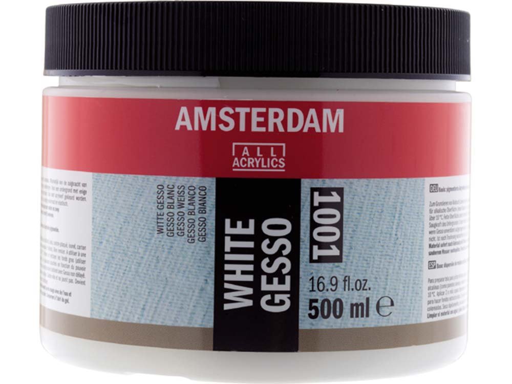 Gesso Amsterdam 500 ml - Hvid - Grunder - Primer, Fernis og kunstner medier til kunstmaling