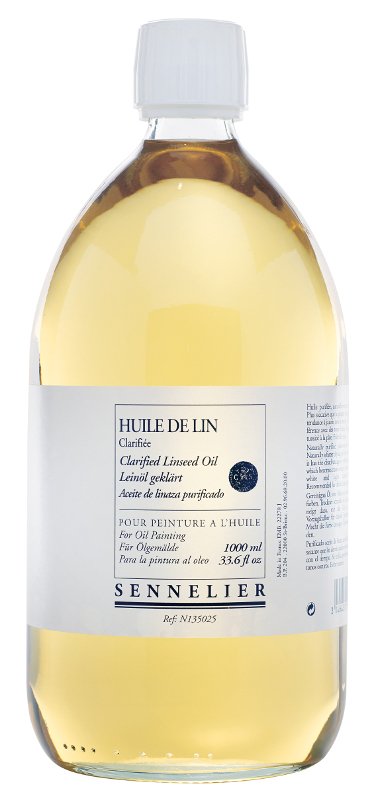 Oliemedium Sennelier 1 Liter - Clarified Linseed Oil - Medium til oliemaling, Malermedium, Fernis og kunstner medier til kunstmaling