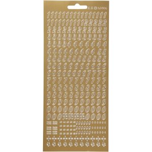 Klisterm�rker tal 10x23 cm guld - 1 ark