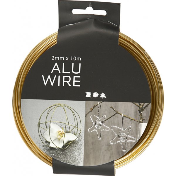 Aluminiumtråd - Ø2 mm - guld - 10 m Aluminiumtråd - Ø2 mm - guld - 10 m