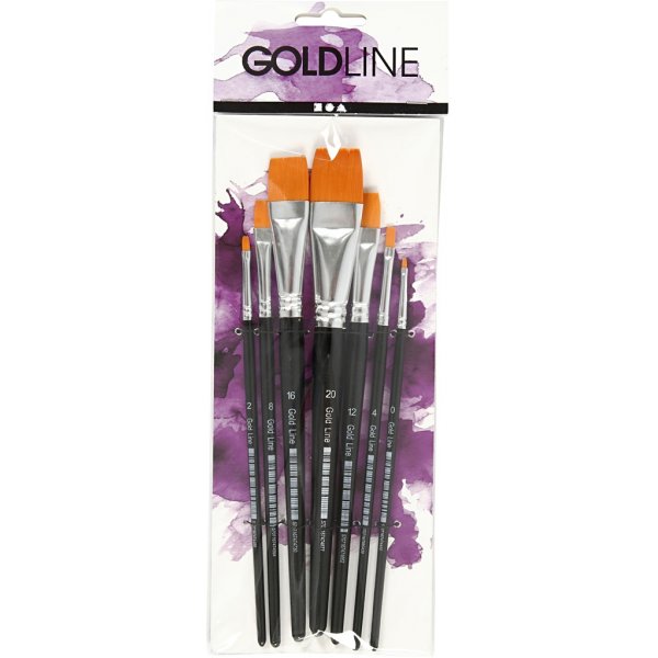 Gold Line-penslar - nr. 0+2+4+8+12+16+20 - platta - 7 st Gold Line-penslar - nr. 0+2+4+8+12+16+20 - platta - 7 st
