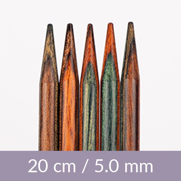 Dobbeltpinde - Birch - 20 cm 5,00 mm / 7,9 tommer US 8 - Strikkepinde, Strikkepinde, Strikning, Strikke, hækle, knytte og væve