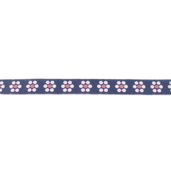 Dekorbånd - Denimstof med blomst - Fuchsia - Dekorationsbånd - Øvrige, Bånd & dekorationsbånd, Tekstilbånd & snor