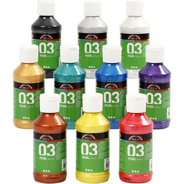 Skolfärg Akryl - Metallic - mixade färger - metallic - 10 x 120 ml Skolfärg Akryl - Metallic - mixade färger - metallic - 10 x 120 ml