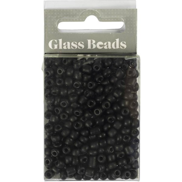 Rocaillepärlor 4 mm Matt Frozen Svart 25 g Rocaillepärlor 4 mm Matt Frozen Svart 25 g
