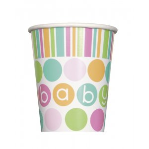 Pappersmuggar - Baby shower pastel - 27 cl 8 st