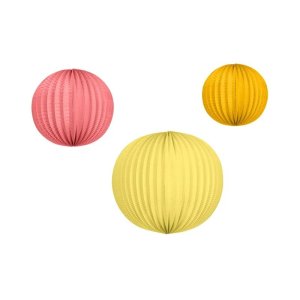 Papperslyktor - 3 st - Orange, rosa och gul