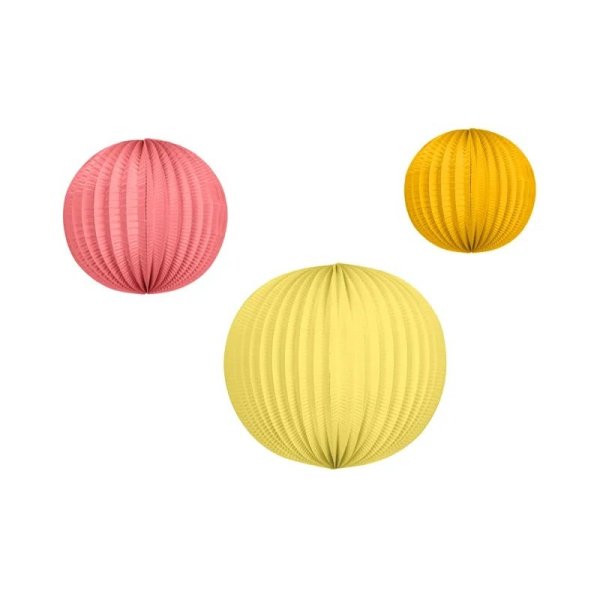 Papperslyktor - 3 st - Orange, rosa och gul Papperslyktor - 3 st - Orange, rosa och gul