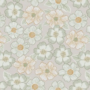 Vaxduk med Blossom motiv - Gr�n