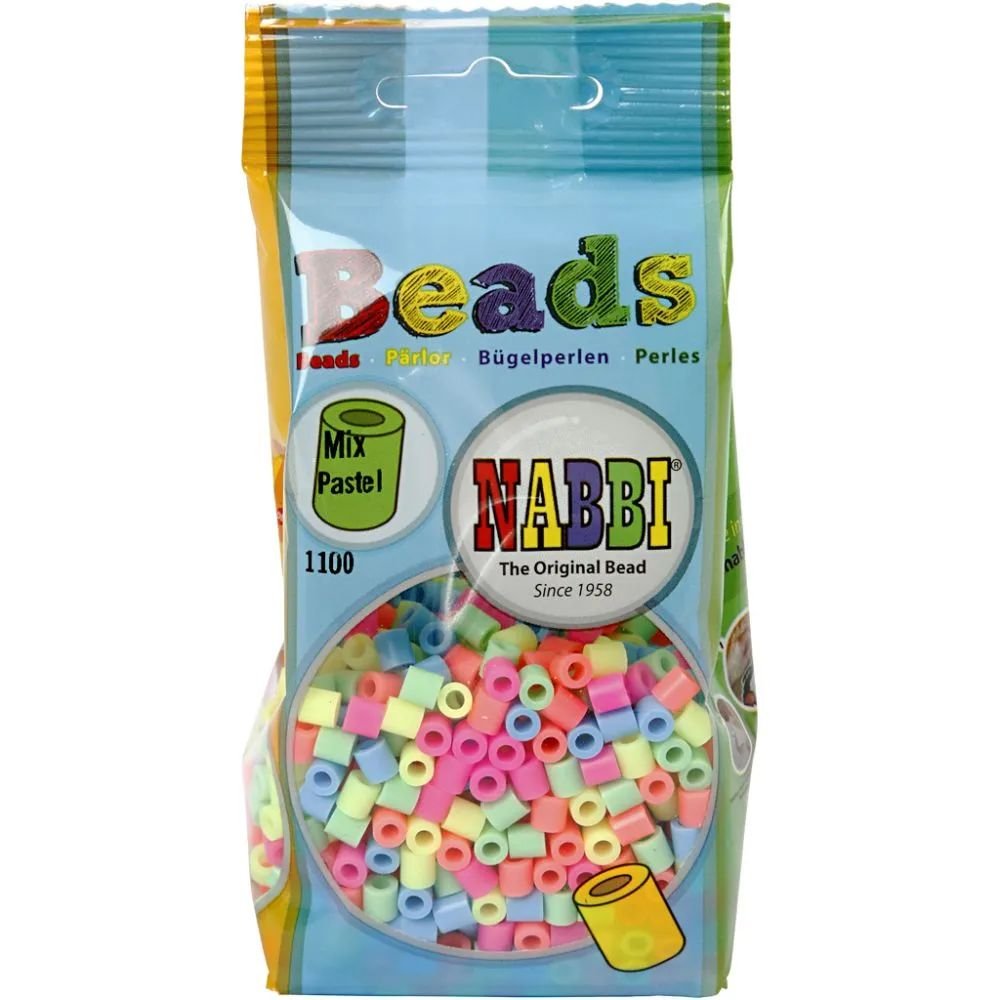 NABBI Tube perler - Pastelfarver - 1100 stk - Rørperler, Perler & perleplader, Håndværk