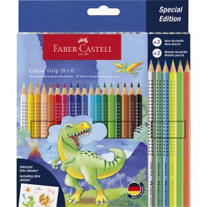 Frgpennset - Faber-Castell - Redline CP Colour Grip - Dinosaurie 18+6