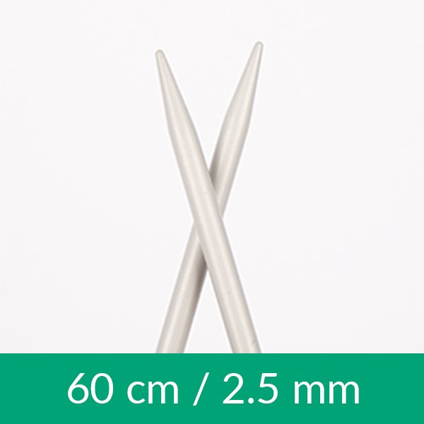 Cirkulære strikkepinde - Aluminium - 60 cm 2,50 mm / 23,6 tommer US 1½ - Rundpinde, Strikkepinde, Strikning, Strikke, hækle, knytte og væve