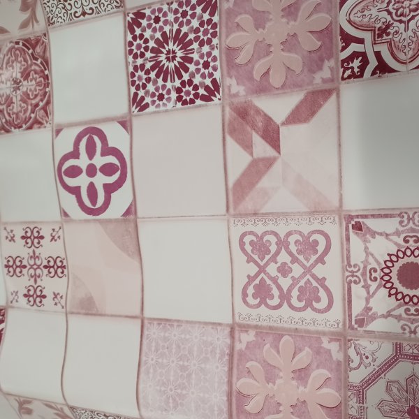 Vaxduk PVC rosa kakel 140 cm