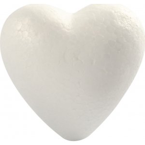 Styrofoam hjerter - hvite - H8 cm - 5 stk