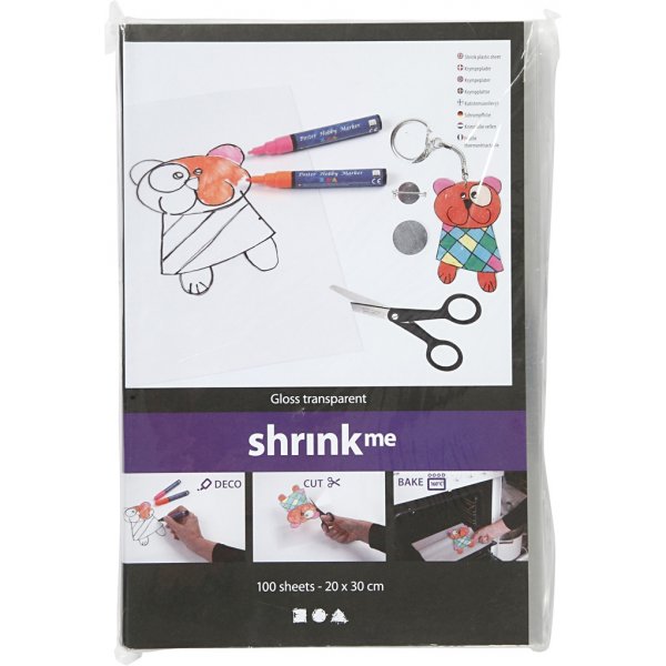 Krympe plastfolie - Blank gjennomsiktig - 100 ark Krympe plastfolie - Blank gjennomsiktig - 100 ark