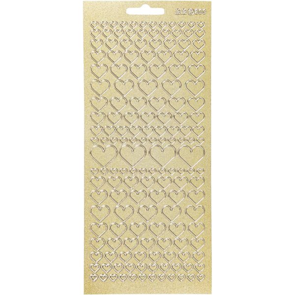 Klistermærker hjerter 10x23 cm guld - 1 ark Klistermærker hjerter 10x23 cm guld - 1 ark