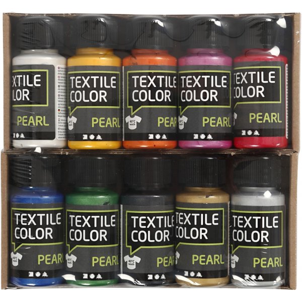 Textile Color - mixade färger - pärlemor - 10 x 50 ml Textile Color - mixade färger - pärlemor - 10 x 50 ml