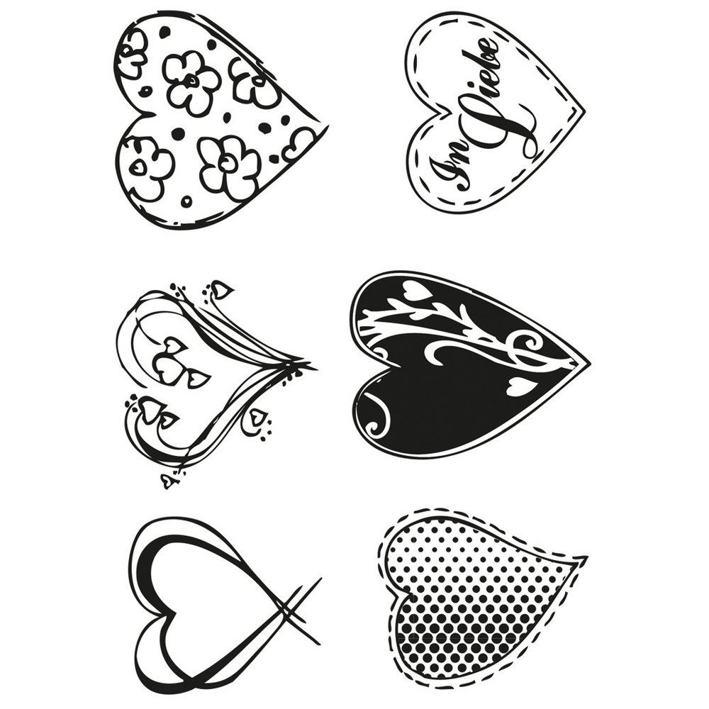 Gjennomsiktige stempler A7 - Hjerter - Clearstamps, Stempler, Scrapbooking, Håndverk