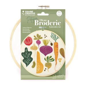 Broderikit grönsaksland med ram Ø20 cm Broderikit grönsaksland med ram Ø20 cm