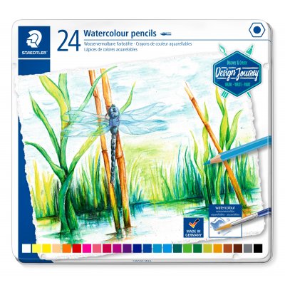 Akvarellfrgpennor i ask - 24 pennor