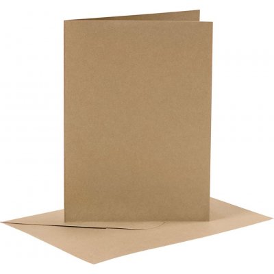 Kort og kuverter - natur - 11,5 x 16,5 cm - 6 st